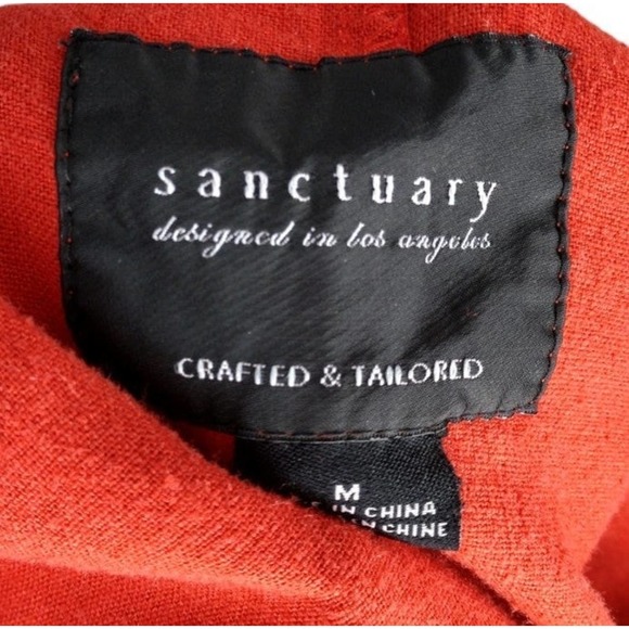 Sanctuary Orange Tiger Lily Linen One Button Blazer Size M - Picture 5 of 6